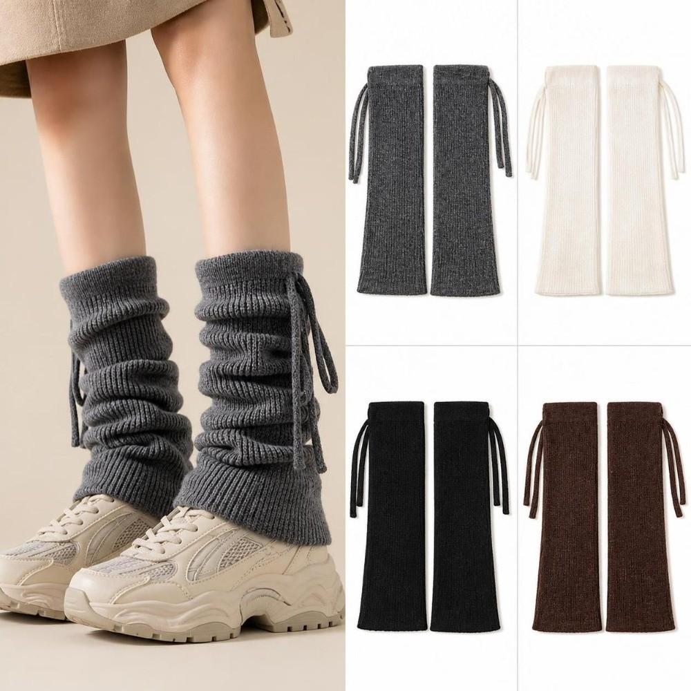 1Pair Stretchy Material Slouch Leg Socks Y2K Long Leggings Socks New Drawstring Leg Warmers Women