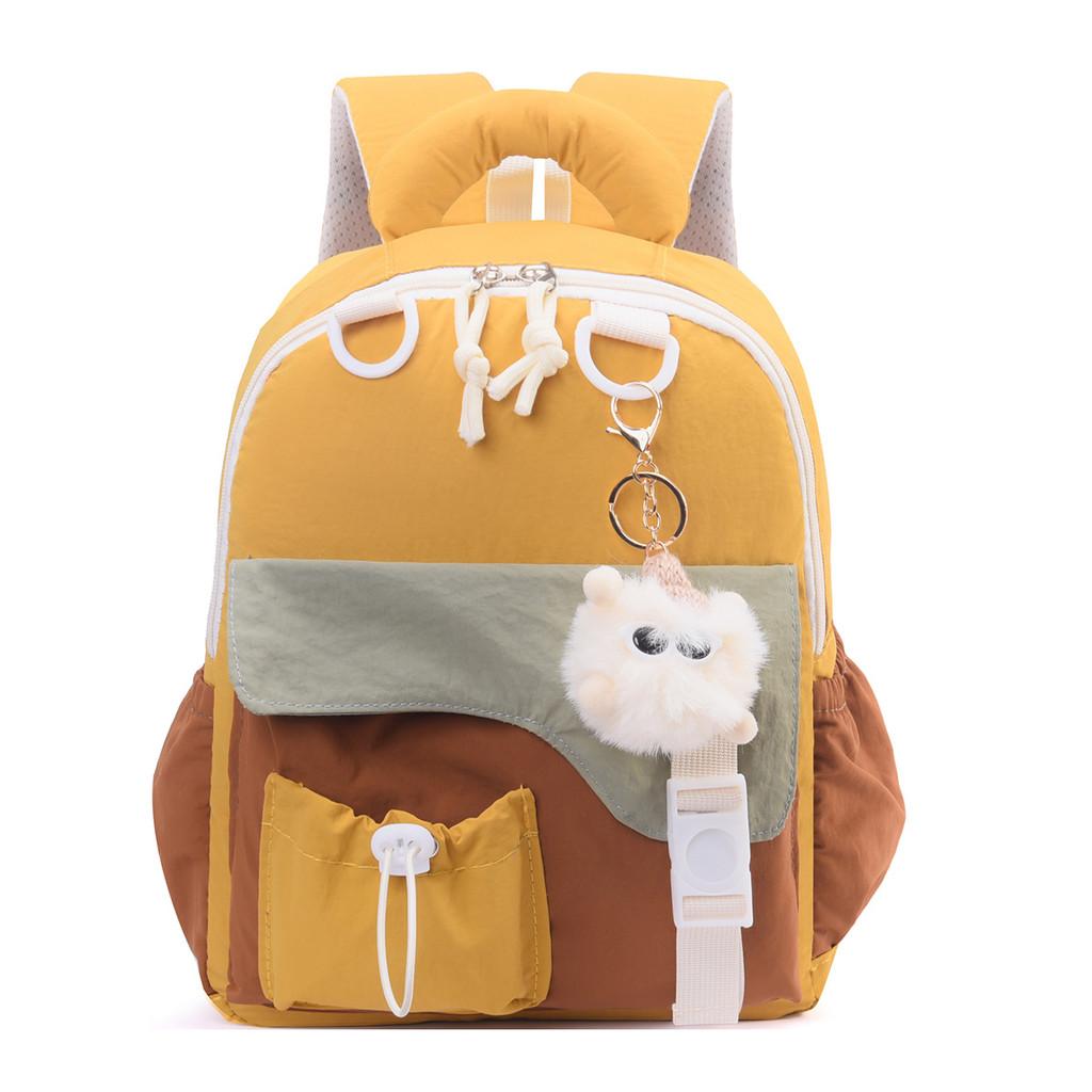 Color Blocked Childrens Backpack With Plush Pendant For School And Outings