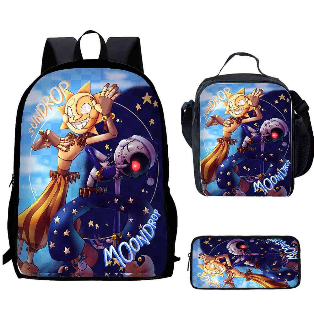 Сандроп Фнаф Школьная сумка Мультяшный рюкзак Модная сумка для мальчиков Студенческая школьная сумка Дорожный рюкзак-560hj