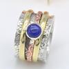 Кольцо Spinner Твердые ювелирные изделия из стерлингового серебра 925 пробы, Кольцо Lapis Lazuli, Spinner band Three Tone Ювелирные изделия ручной работы Подарок на годовщину