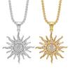 Fashion Jewelry Punk Stainless Steel Gold Plated Sunflower Pendant Necklace for Men