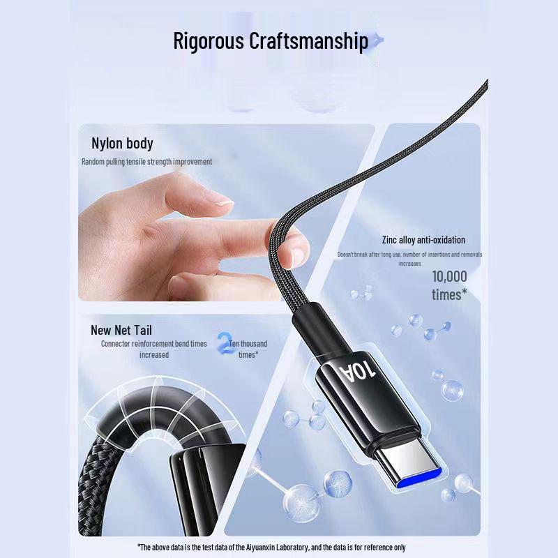 10A 120 Вт Сверхбыстрая зарядка Плетеный кабель USB на Type-C для Huawei P70/P80 и Honor 400/80