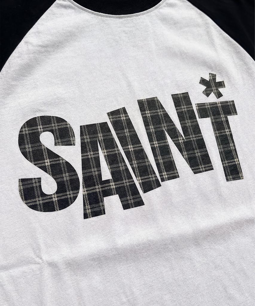 SAINTPAIN Sp Футболка с коротким рукавом реглан, тяжелая, с узором «Святой», белая