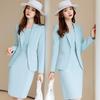 Women's Blue Suit: Jacket & Skirt Set - Elegant Autumn/Winter Style