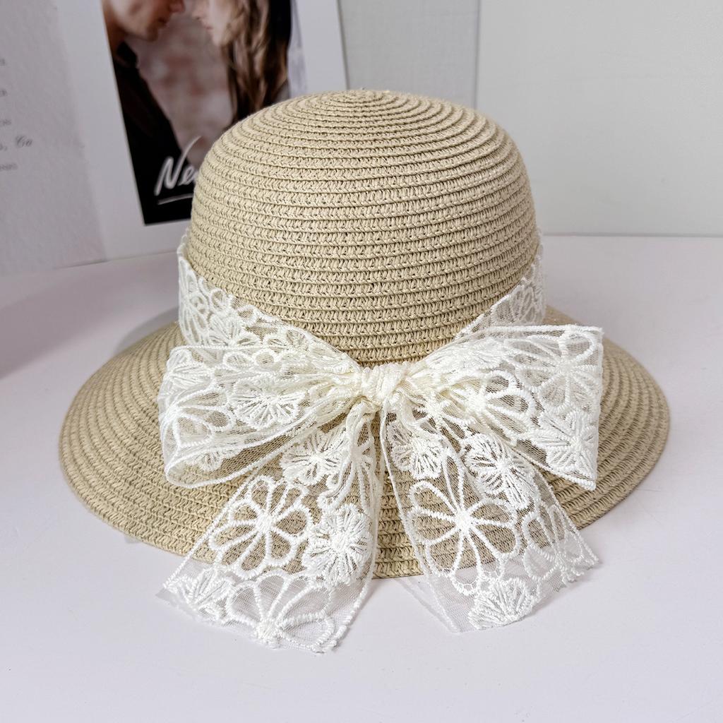 Летняя маленькая свежая соломенная шляпа модная шляпа от солнца шляпа-ведро для пляжа с лентой-бантом дорожная шляпа от солнца