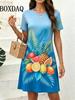 Elegant Sweet Fruit Printing Women Dress Summer Dresses Loose Casual Short Sleeve Tropical Print 3D Print Woman Dress Plus Size