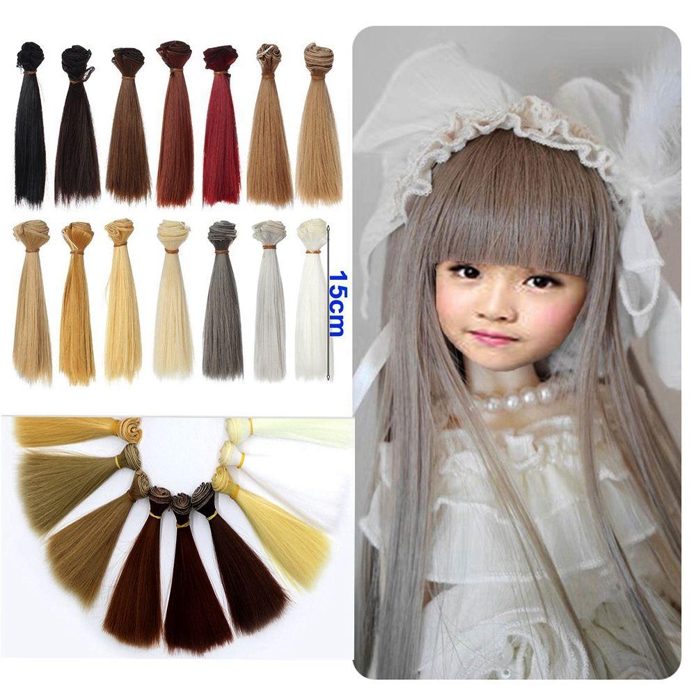 1PC High Quality Synthetic Fiber 15cm Doll Wigs DIY Dolls Accessories Long Straight Wig Hair