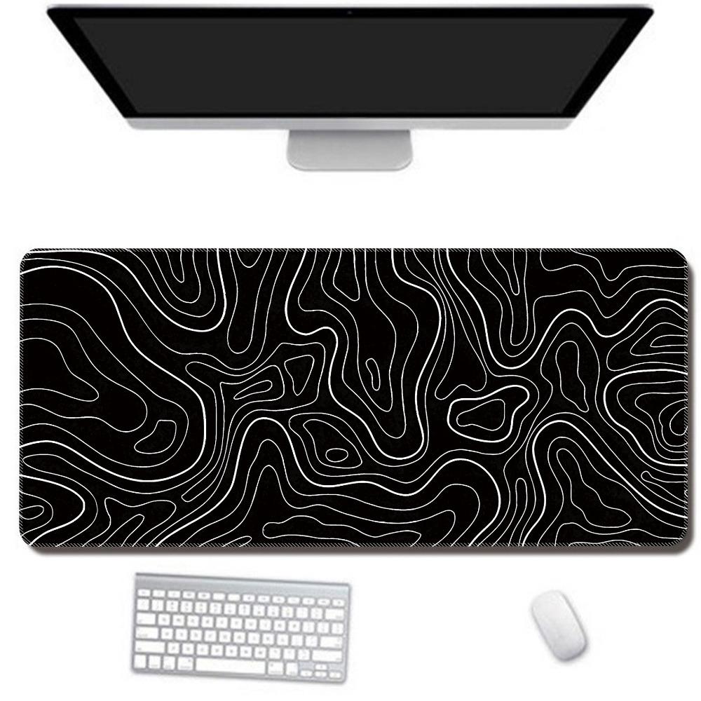 1 шт. Игровой коврик для мыши Большой коврик для клавиатуры 31,5 X 11,8 дюйма Топографический коврик для мыши Черно-белый коврик для мыши для клавиатуры