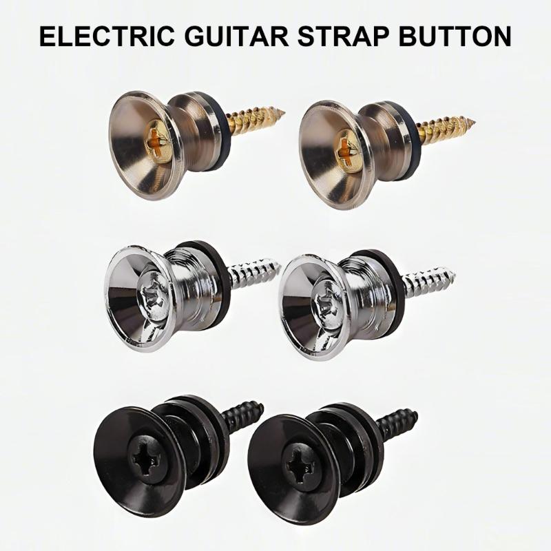2 Pack Strap Lock Buttons Guitar Hardware Strap Lock Buttons Iron Texture Guitar Strap Buttons Present for Bass Players