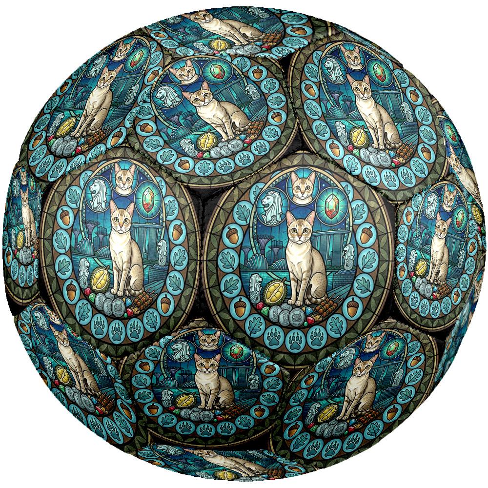 Glass Cat Singapore Round Football Size 5 Adult Ball Suitable for Training Matches and Outdoor Team.