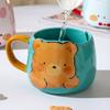 Cartoon Cute Bear with Animal Ceramic Cup Park Mug High Looking Water Cup for Girls Couple Cup