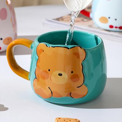 Мультяшный милый медведь с животным керамическая кружка парк кружка высокая чашка для воды для девочек пара чашка