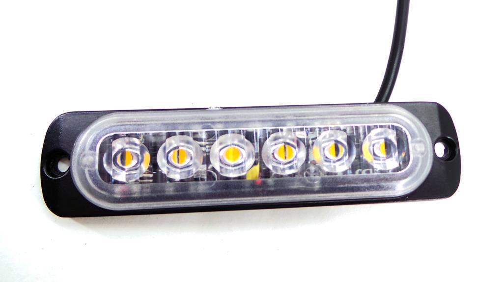 Габаритный стробоскоп 6 LED 12В-24В, оранжевый Внедорожный