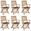 Day and Night - Day and Night Folding Garden Chairs 6 Units and Cushions Solid Acacia Wood