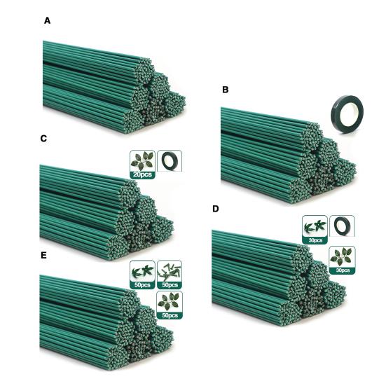Стержни для роз ручной работы, упаковка стеблей букета, цветочные поделки, цветочные стержни из зеленой тонкой проволоки с комплектом материалов для цветочных ветвей