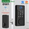 DS01 4-language Tuya Bluetooth Smart Fingerprint Deadbolt Lock with Latch/Door Sensor Key/Password/Card/ Tuya APP Unlock