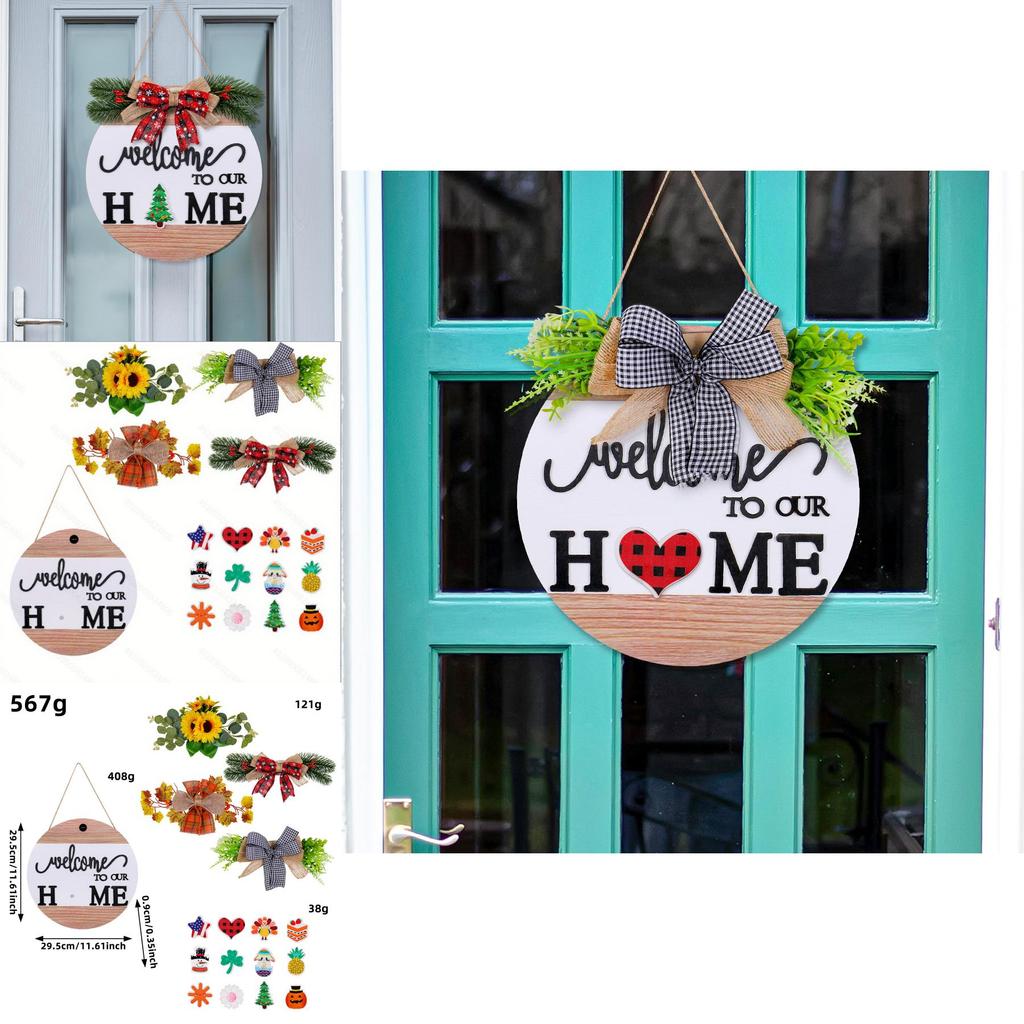 Home Welcome Door Sign With Magnetic Wooden Decor For Diy Festive Decoration