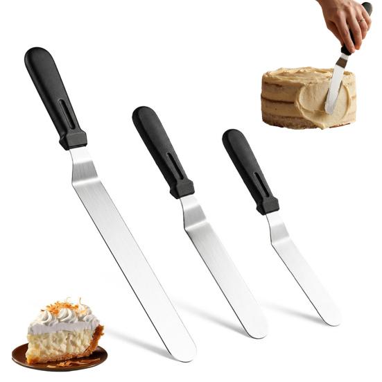 3Pcs/Set Cream Spatula, 6/8/10 Inch Stainless Steel Blades Offset Spatula, Ergonomic Non-Slip Handle Cake Spatula for Cake Decorating, Baking & Pastry
