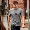 Mr. Bu Shark Print Pure Cotton T-Shirt for Men, Short Sleeve, Summer Fashion, Durable, Loose Fit, Versatile, Bright Moon White, L/175
