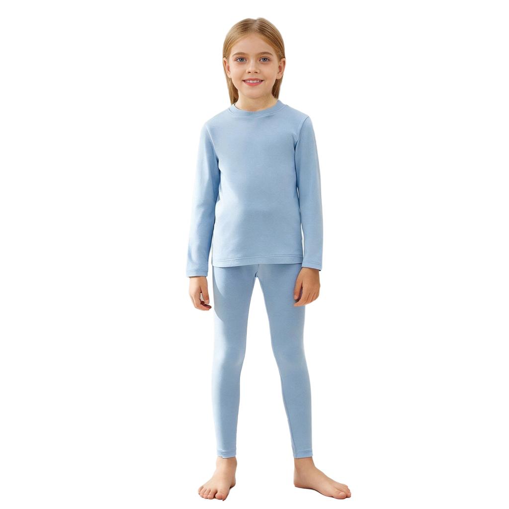 Детский термобельевой комплект из 2 предметов: Теплый топ с круглым вырезом и длинными рукавами и леггинсы на эластичном поясе для девочек и мальчиков, зимняя одежда для сна