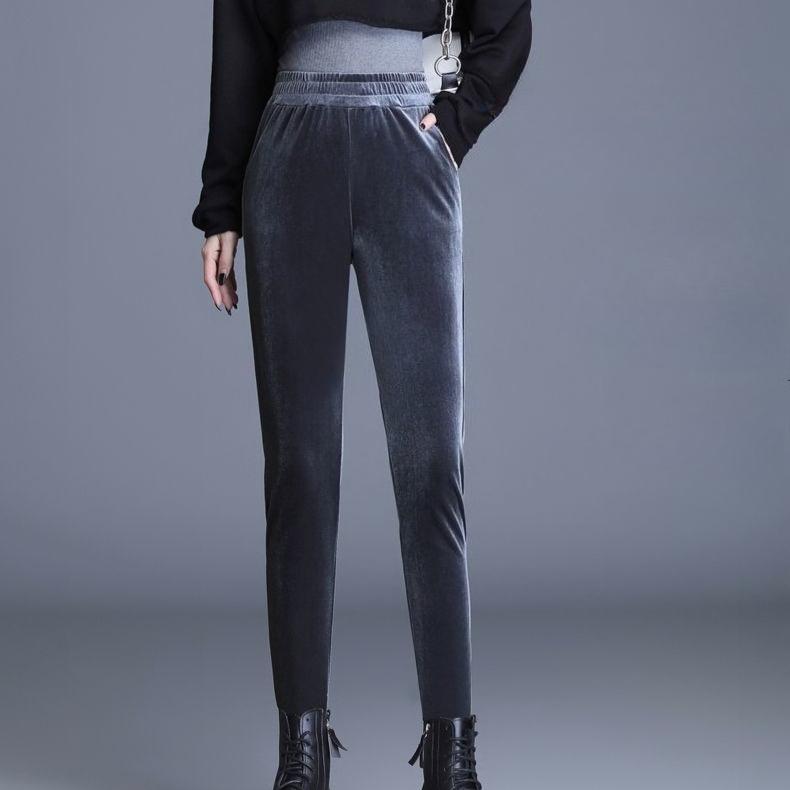 Женские вельветовые узкие брюки Осень Зима с высокой посадкой Облегающие Эластичные вельветовые леггинсы Верхняя одежда