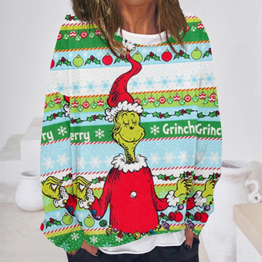 Women's Casual Fashion Vintage Printed Long Sleeve O-Neck Sweatshirt Layer Pullover Top