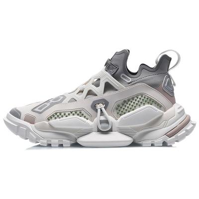 Li Ning Rekindled Удобные, нескользящие, износостойкие, легкие низкие кроссовки на массивной подошве, унисекс, белый с серым, AGBQ102-1