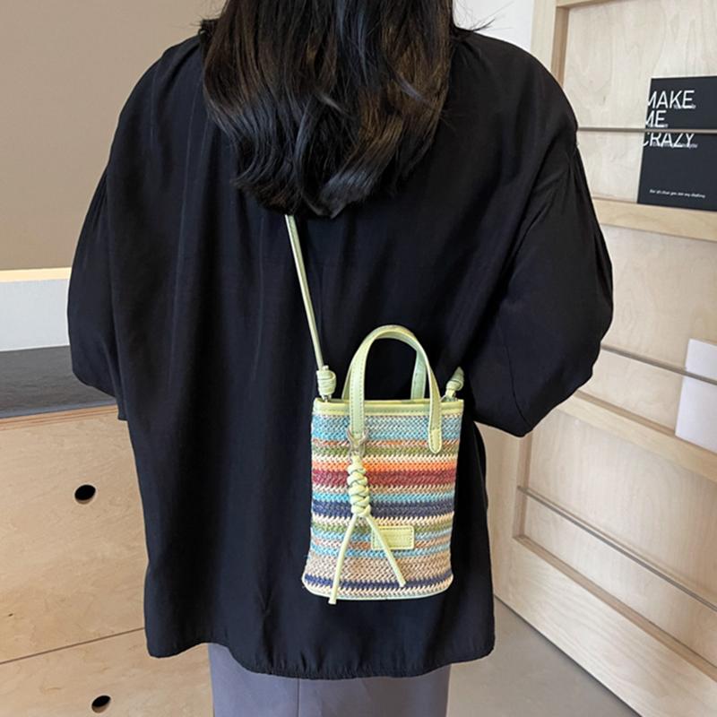 Мини полосатые соломенные сумки кроссбоди для женщин модные летние сумки через плечо сумки и кошельки плетеные пляжные сумки KTY