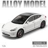 1:24 Модель автомобиля Tesla Model 3 из сплава Литая металлическая игрушечная модель автомобиля Высокодетализированная модель автомобиля Со звуком и светом Коллекция Детская игрушка Подарок