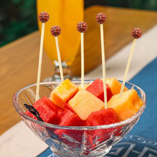 100 шт., бейсбольные бамбуковые палочки для коктейлей, спортивные шампуры с шаровым наконечником, 4,7 дюйма, палочки для закусок для фруктов, сыра, кексов, мясные товары для вечеринок