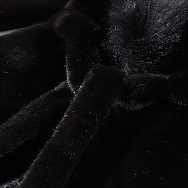 Однотонное искусственное меховое пальто средней длины для женщин, зимнее, с большим воротником из искусственного меха лисы и длинными рукавами, парки, модная верхняя одежда