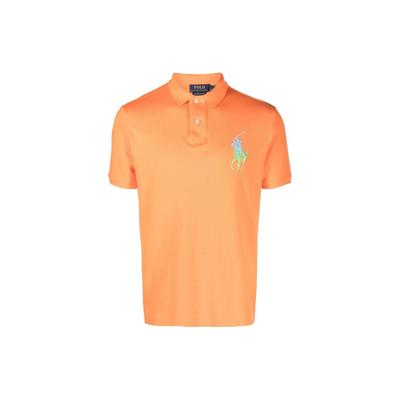 Polo SS23 Логотип Градиент Вышивка Вертикальные Пуговицы Короткий Рукав Поло Рубашки Мужские Поло Рубашки Оранжевые 710890779-002