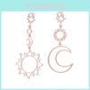 Elegant Rose Gold Moon And Sun Earrings Fashion Alloy Minimalist Jewelry For Women