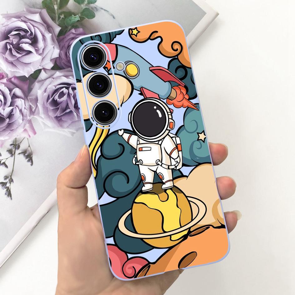 Чехол для Samsung Galaxy S24 Plus Милый Желтый Утенок Астронавт Матовый Силиконовый Мягкий Чехол для Samsung S 24 S24 Ultra S24+ 5G Funda