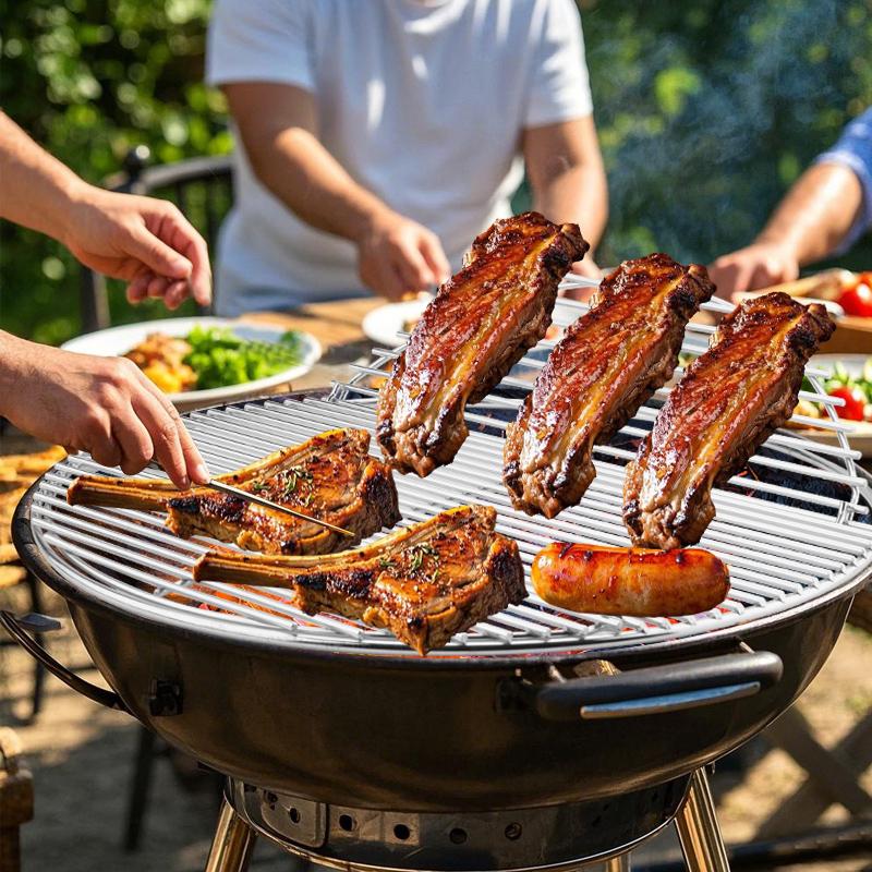 17-дюймовая круглая металлическая решетка для угля, сменная шарнирная решетка для приготовления пищи с ручками, совместимая с 18-дюймовым угольным контейнером Weber