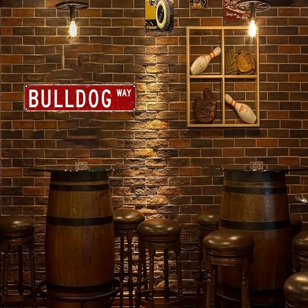 Металлическая табличка в винтажном стиле Bulldog Way, 15,75" x 3,94", алюминиевое настенное искусство, УФ-печать высокого разрешения, подходит для повседневного использования в помещении и на улице