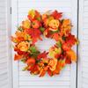18 Inch Fall Wreath for Front Door Autumn Maple Leaf Wreath with Artificial Pumpkin Berries for Farmhouse Thanksgiving Halloween