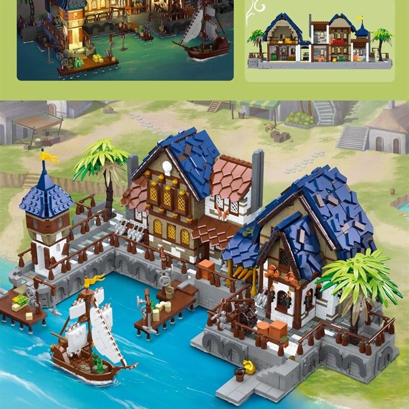 MOC Creative City Модель 89150 Средневековый рынок 3335 шт. Строительные блоки Кирпичи Развивающие игрушки для детей Рождественские подарки 89151 89152