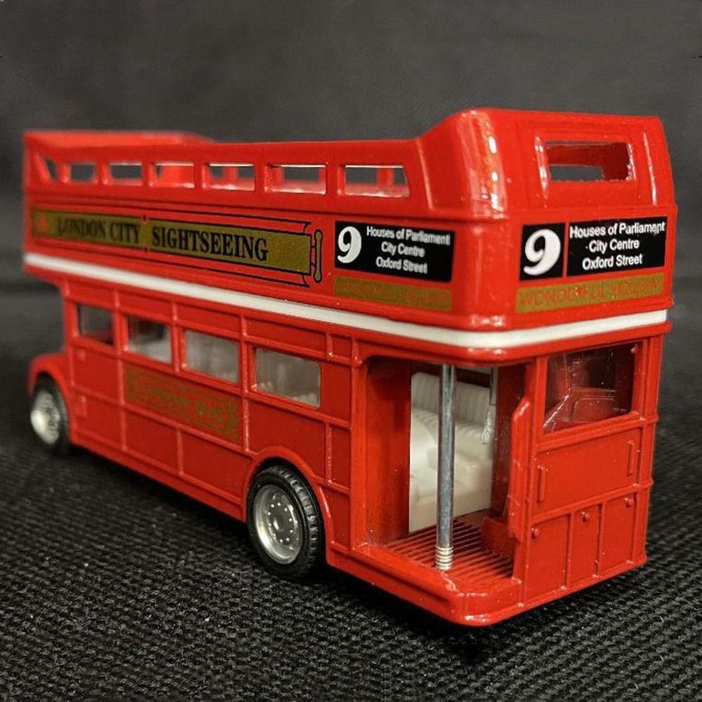 Double Decker Bus Car Model Simulation Pull Back Vehicle Travel Bus Model Children Gift