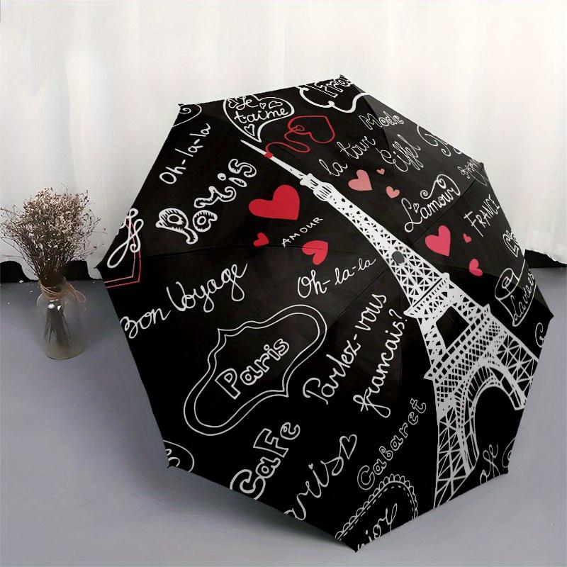 Parisian Romance: Eiffel Tower Chalkboard Art PrintUmbrella, Portable 3-Fold Umbrella for Men & Women,Christmas Gift ES217