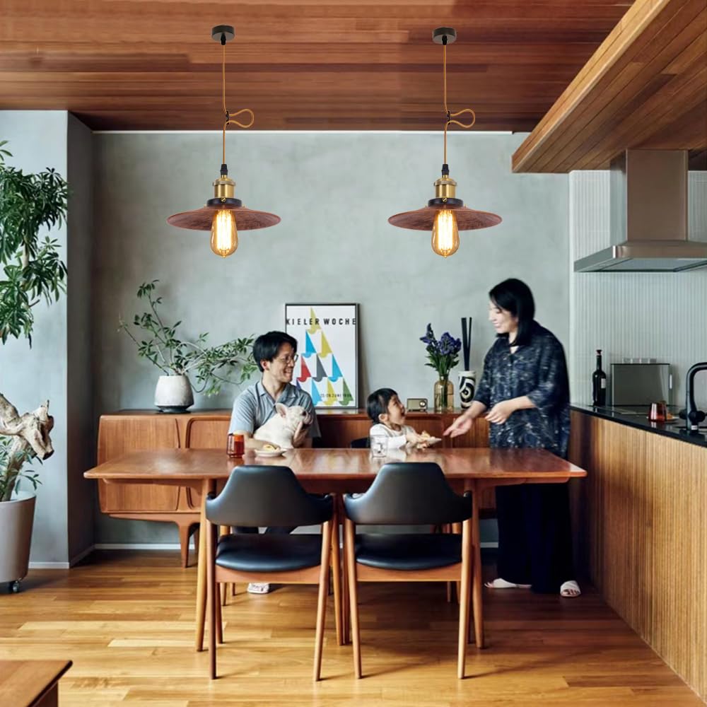 Retro Copper Pendant Light, Hanging Light, Ceiling Lamp, Nordic Style, Modern Industrial Style, E26 Base, Bulb Sold Separately, Steel Construction,