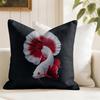 Red white fish Cushion Cover Summer Linen Pillow Case Organic Fabric Cushion Cover DoubleSided Print Sofa Home Decor