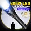 800W LED Super Power Flashlight Super Bright Torch Waterproof Flash Light Rechargeable Zoom HandLamp Outdoor Lantern