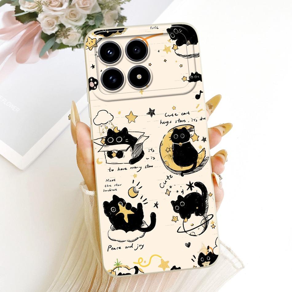 For Xiaomi Redmi K90 Cute Cat Flower Cartoon Phone Case For Redmi K 90 K90 Pro Max 5G Shockproof Soft Silicone Cases Bumpers