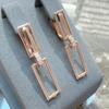 Gulkina Rose Gold Zircon Casual Earrings - Korean Style Versatile Ear Buckles for Women