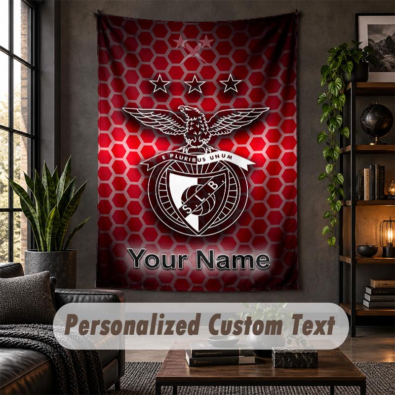 Wall Tapestry Benfica FC Print Custom Name Text Wall Hanging Home Decor