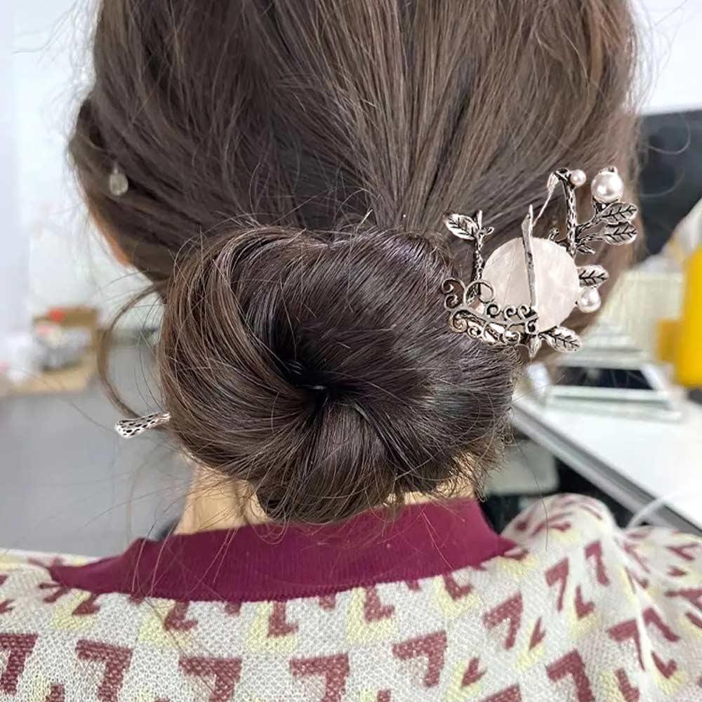 Female Gift Ladies Pearl Hair Disk Pearl Hairpins Women Hair Fork Hair Accessories Moon Hair Stick