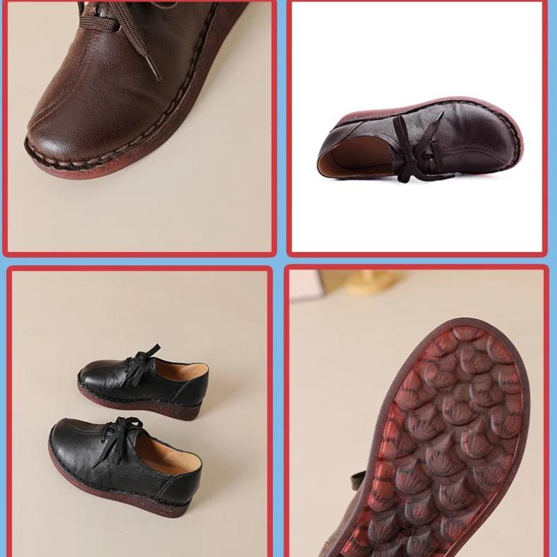 Johnature Женские туфли-лоферы из натуральной кожи, мягкая подошва, повседневные, однотонные, универсальные, на шнуровке