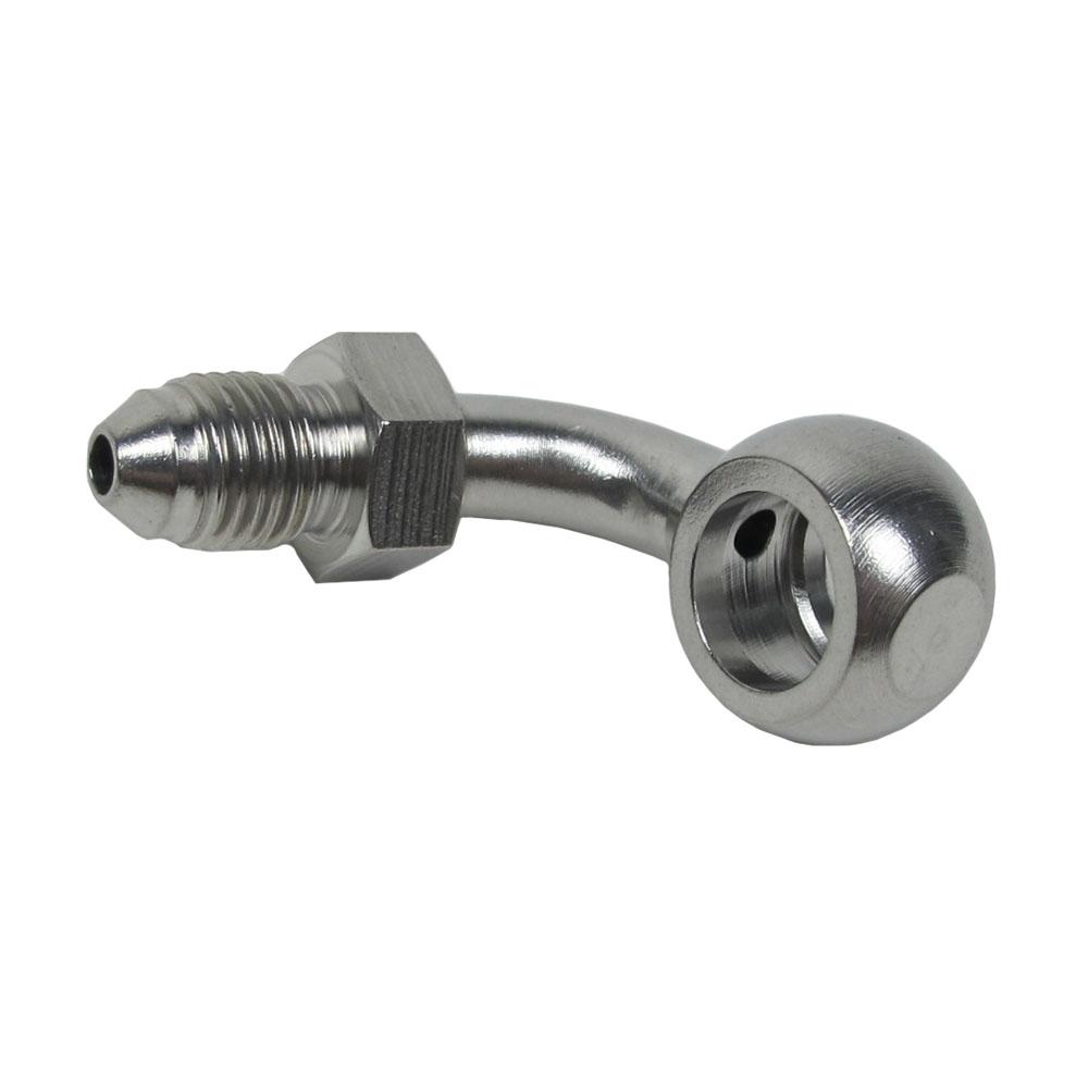 Stainless Steel 3/8" 10mm AN3 90 Degree Banjo Brake Line Adaptor Fitting For Harley Touring Road King FLHX FLHT Sportster