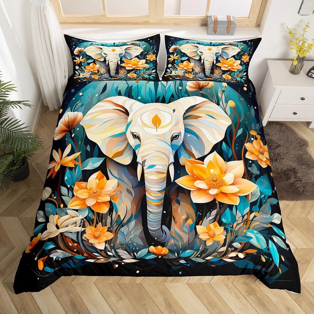 Комплекты пододеяльников со слонами для детей, размеры Queen, King, Twin, легкий пуховый, декор для комнаты, 2 наволочки, 1 пододеяльник (без одеяла)